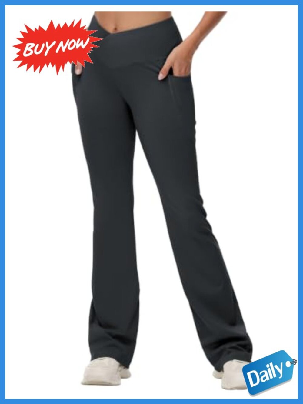 Women's Flare Leggings High Waist Yoga Pants with Pockets 34 Inseam
